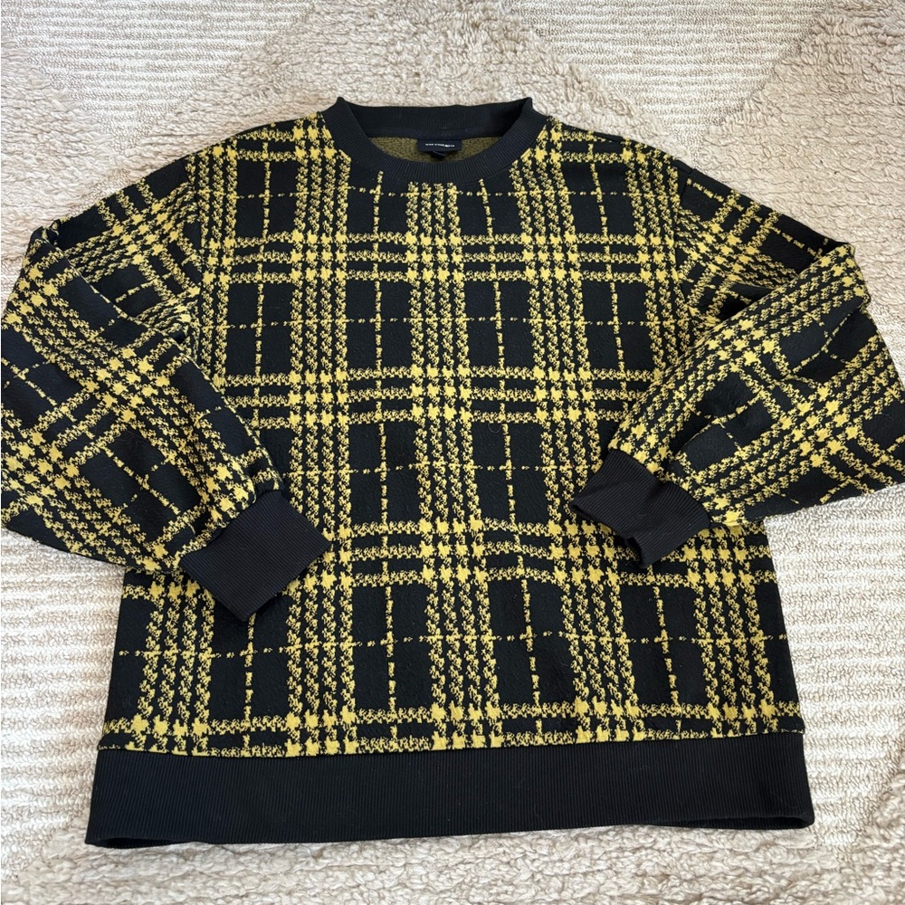 Black and Yellow Plaid Crewneck Sweater